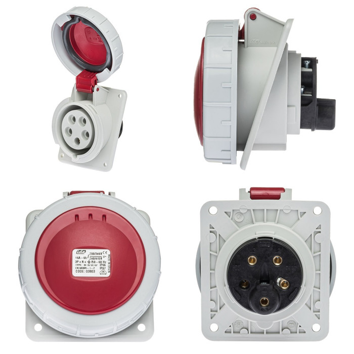 Розетка похила IDE MUNDIAL 3P+N+E 16A 200/346–240/415V IP66-67