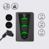 Зарядна станція 3-портова Smart Wall 7,4+7,4+7,4 кВт з розеткою Type 2 + розеткою Type 2 + Тype 1 з кабелем 5м SW322-S-S-C1 Octa Energy