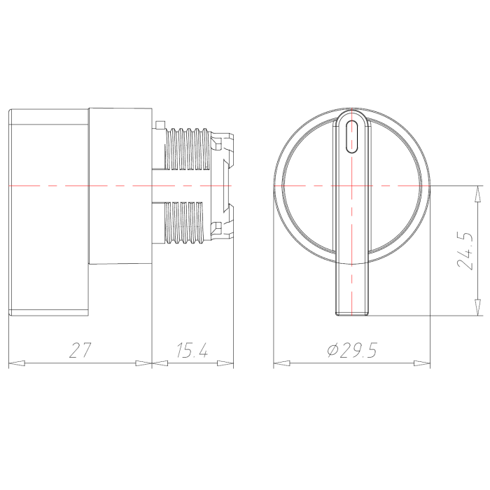 Селектор з довгим важелем – чорний – IP65, 3 фіксовані положення COMEPI