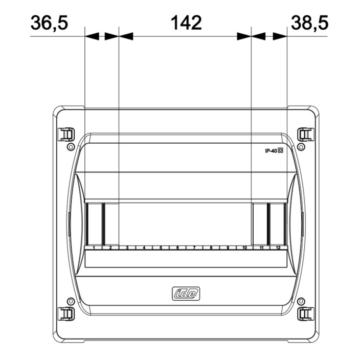 Корпус розподільчий вбудований IDE GOLD, 1×12 модулі, пластикові двері, N/PE шина, IP40