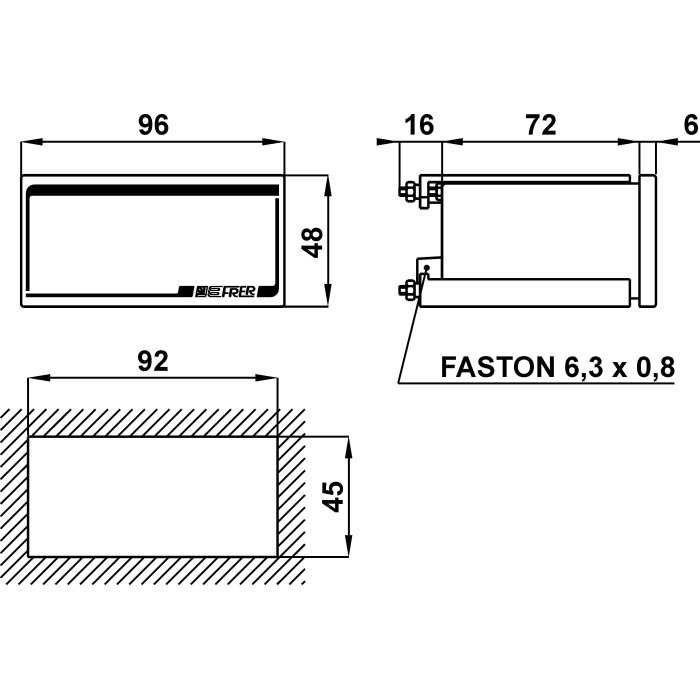 Вольтметр цифровий FRER D98 96×48 80–260 AC/DC ±200V