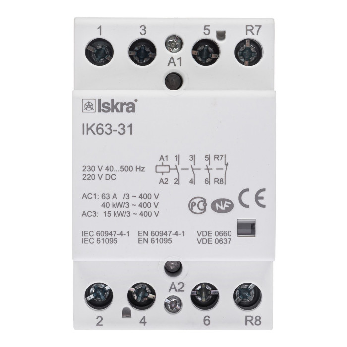 Модульний контактор ISKRA IKA 63A 230V AC/DC 3NO+1NC