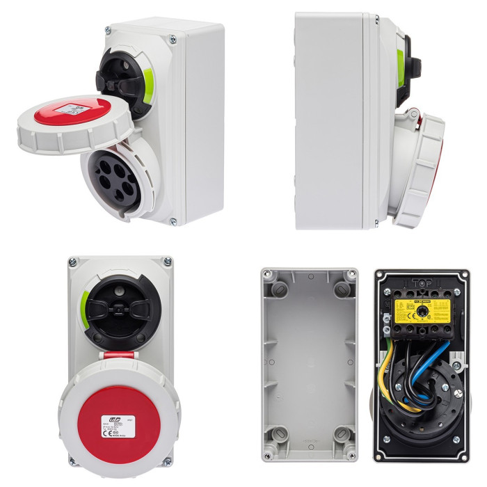 Розетка настінна з механічним блокуванням IDE MUNDIAL 3P+N+E 32A 200/346–240/415V IP67