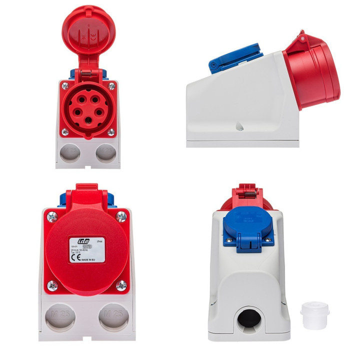 Розетка комбінована IDE SCHUKO 2P+E/3P+N+E 16A 200/346–240/415V IP44