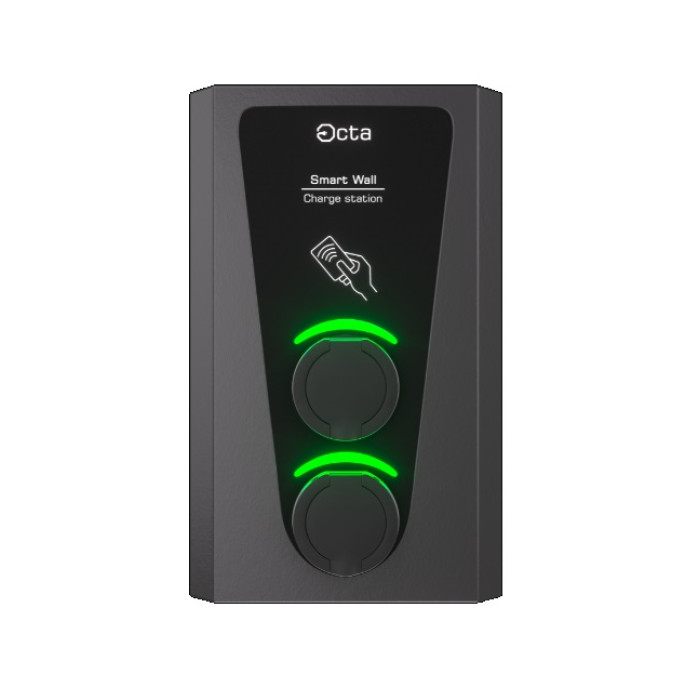 Зарядна станція 2-портова Smart Wall 22+22 кВт розетка Тype 2 + Тype 2  SW244-S22-S22 Octa Energy