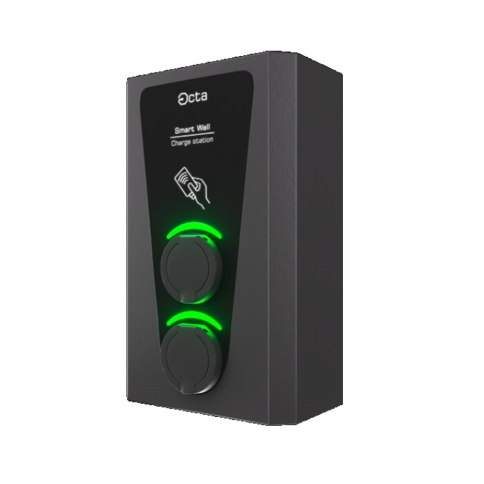 Зарядна станція 2-портова Smart Wall 22+22 кВт розетка Тype 2 + Тype 2  SW244-S22-S22 Octa Energy