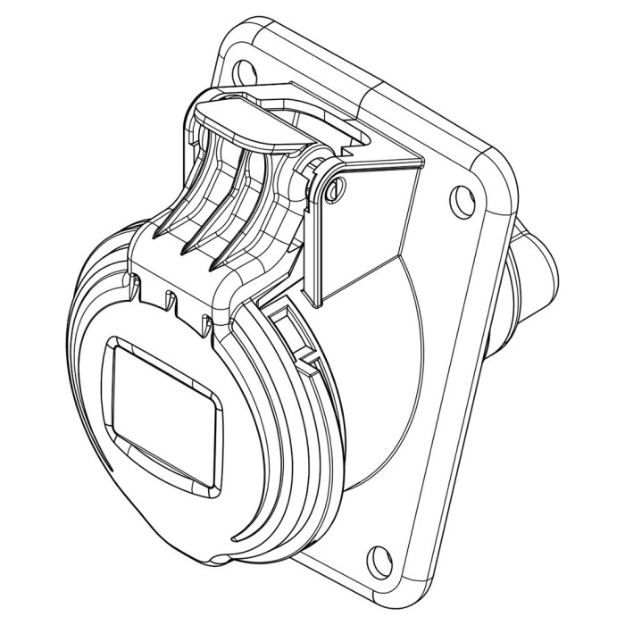 Розетка вбудована похила IDE MUNDIAL 2P+E 16A 200–250V IP44