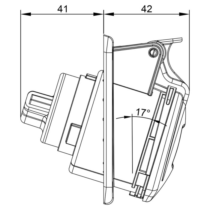 Розетка вбудована похила IDE MUNDIAL 2P+E 16A 200–250V IP44
