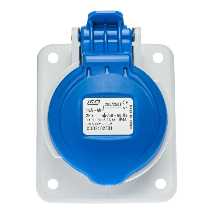 Розетка вбудована похила IDE MUNDIAL 2P+E 16A 200–250V IP44