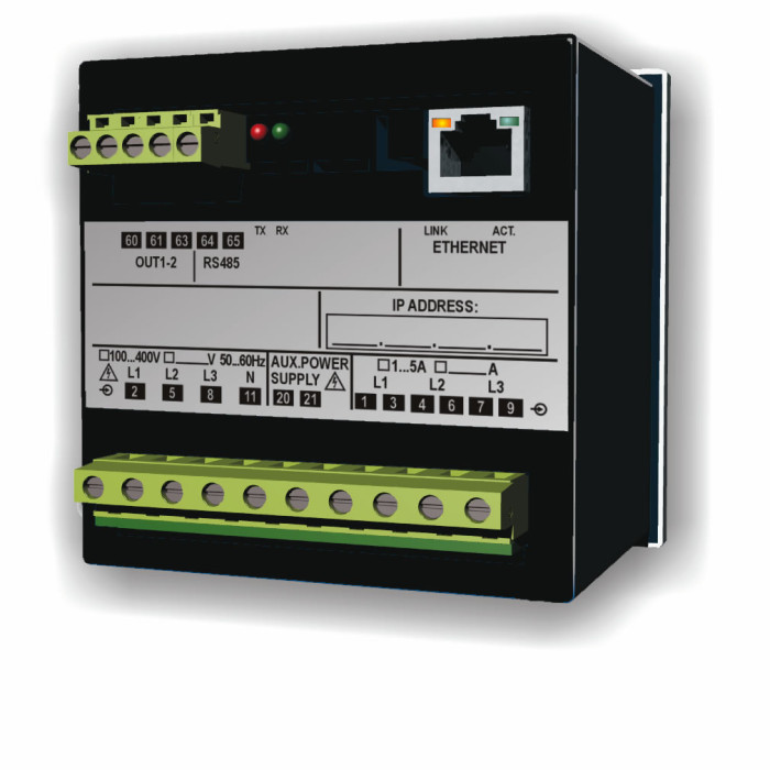 Аналізатор мережі FRER QUBO H, 1-5A, 400V AC ModBus TCP+WebServer+Internal mem., живл. 20-6