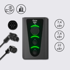 Зарядна станція 3-портова Smart Wall 7,4+7,4+22 кВт розетка Type 2 + роз'єм Тype 1 + роз'єм Тype 2 з кабелем 5м SW336-S-C1-C22 Octa Energy