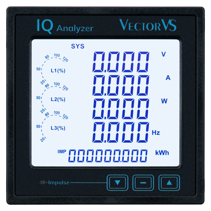 Аналізатор мережі Vector VS IQ RS485 USB 8Mb 2 прог. вих. cl 0,2S 3Ph