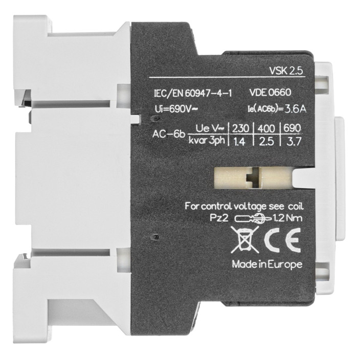 Контактор для комутації конденсаторів до 2,5 кВАр VSK 2.5 10 230V 50/60Hz