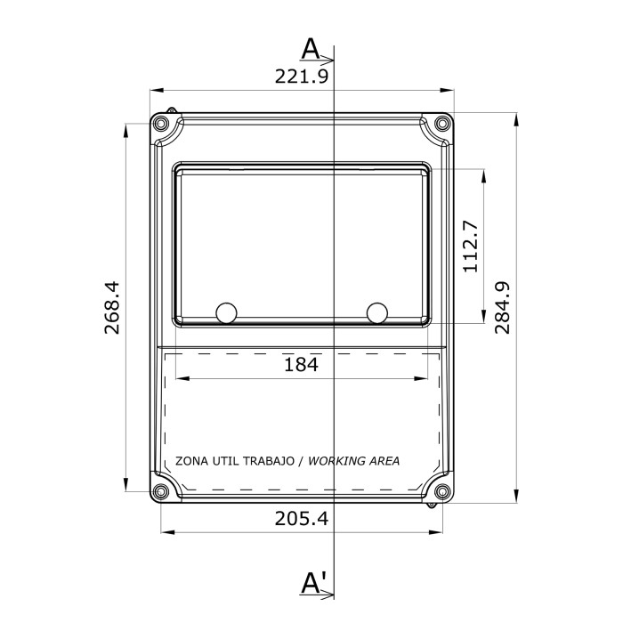 Настінний корпус для сил. розеток IDE PRYMA 1×9 MOD 284×222х122mm IP67 з шинами N+PE