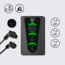 Зарядна станція 3-портова Smart Wall 7,4+7,4+7,4 кВт розетка Type 2 + роз'єм Тype 1 + Тype 2 з кабелем 5м SW322-S-C1-C2 Octa Energy