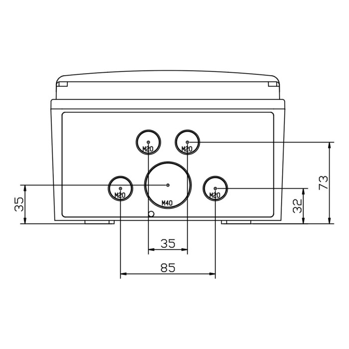 Настінний корпус для сил. розеток IDE STAR 1×9 MOD 436×210x137mm, IP65 з шинами N+PE