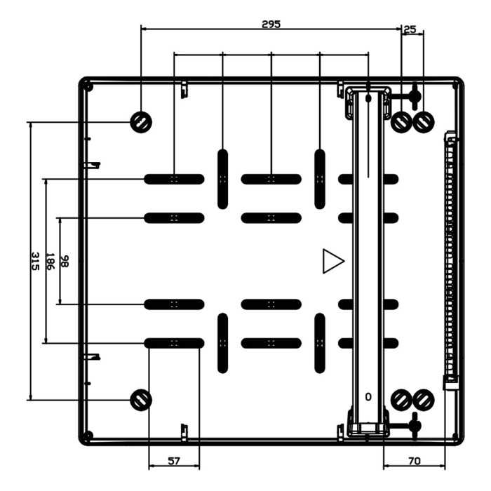 Настінний корпус для сил. розеток IDE STAR 1×18 MOD 436×418x147mm, IP65 з шинами N+PE