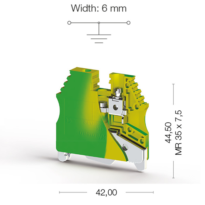 Клема Klemsan AVK 2,5/4 TK заземлення 4 мм жовто-зелена