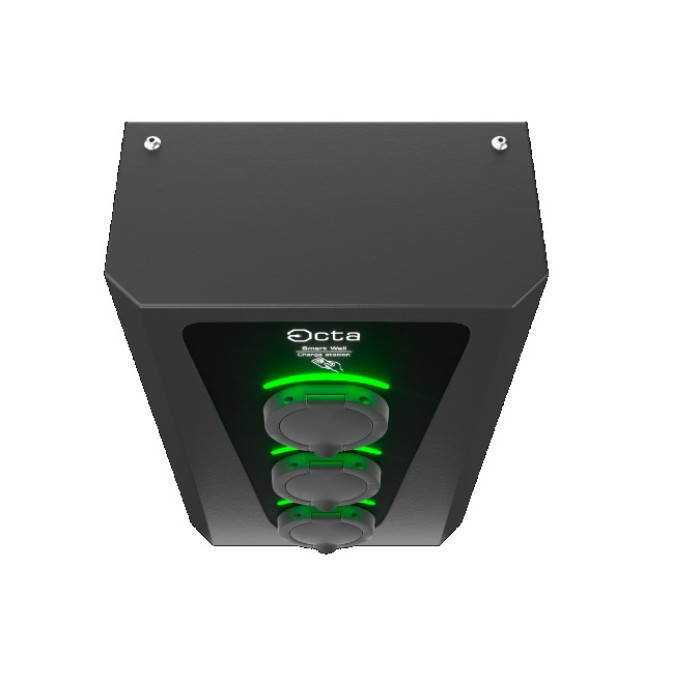 Зарядна станція 3-портова Smart Wall 22+22+22 кВт розетка Type 2 + розетка Type 2 + розетка Type 2 SW366-S22-S22-S22 Octa Energy
