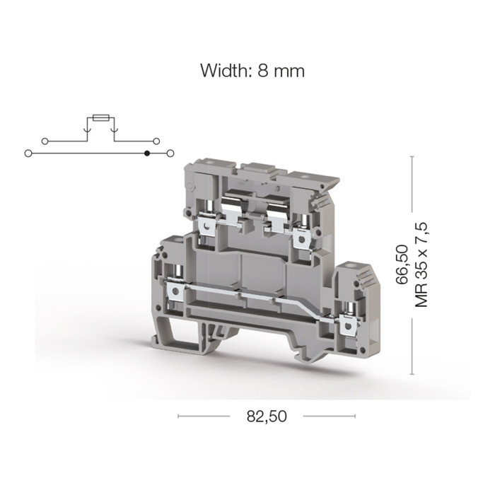 Клема Klemsan AVK 4 FS під запобіжник 4 мм сіра