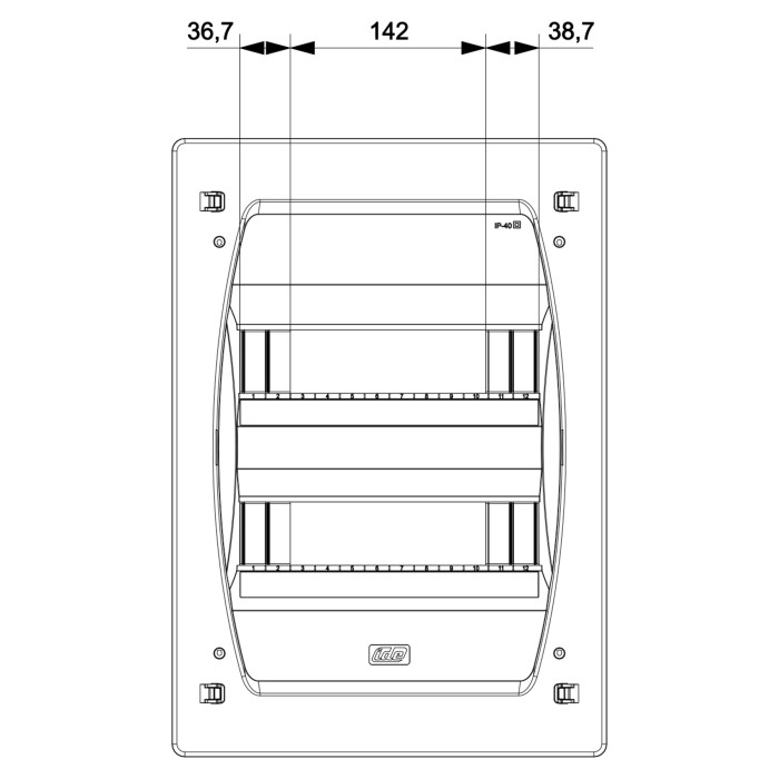 Корпус розподільчий IDE GOLD, 2×12 (24) модулі, прозорі двері, IP40