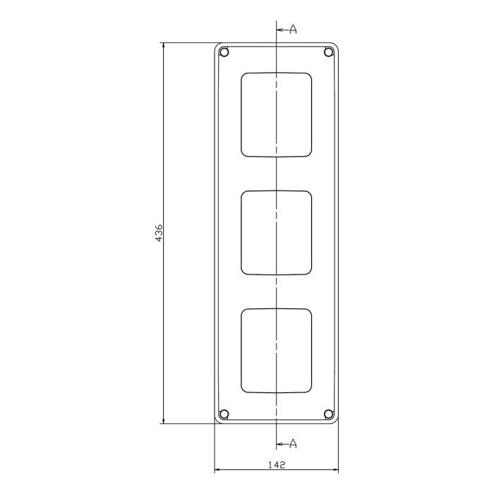 Настінний корпус для сил. розеток IDE STAR 436×142x124mm, IP65 з шинами N+PE з отворами