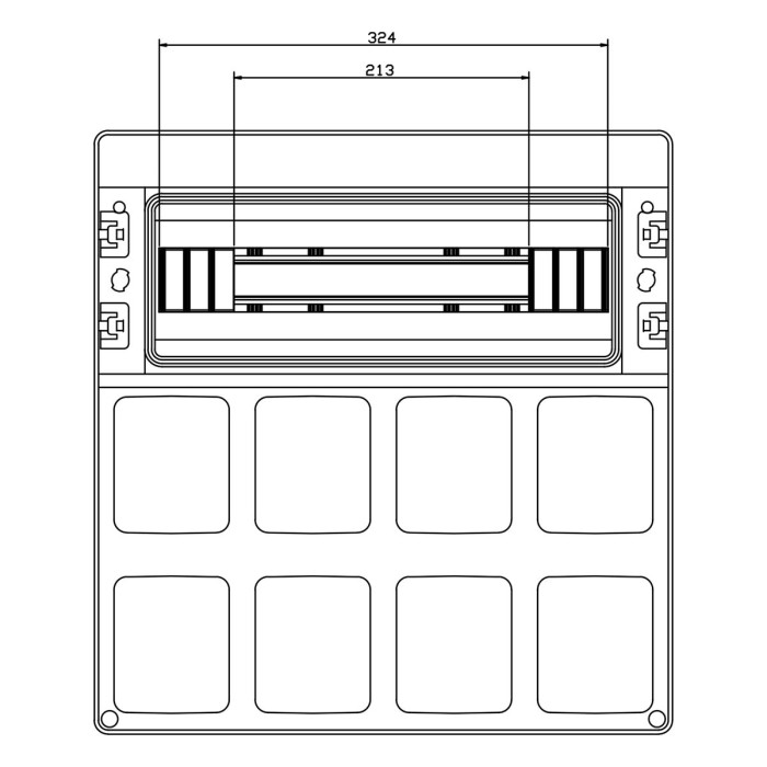 Настінний корпус для сил. розеток IDE з отвора STAR 1×18 MOD 436×418x147mm, IP65, шини N+PE