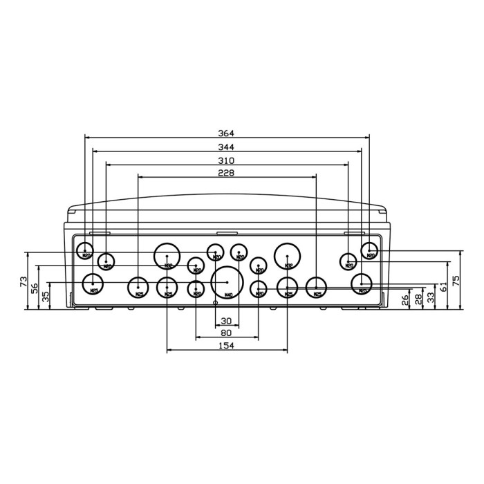 Настінний корпус для сил. розеток IDE з отвора STAR 1×18 MOD 436×418x147mm, IP65, шини N+PE
