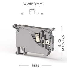 Клема Klemsan ASK 5 під запобіжник 4 мм сіра