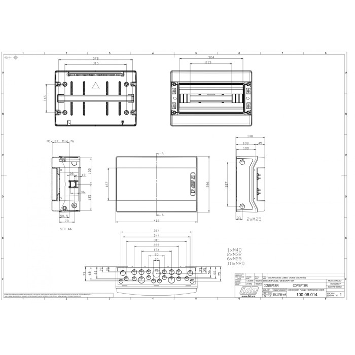 Корпус розподільчий IDE (ABS-пластик), 18 модулів (1×18), IP65, з N і PE шинами