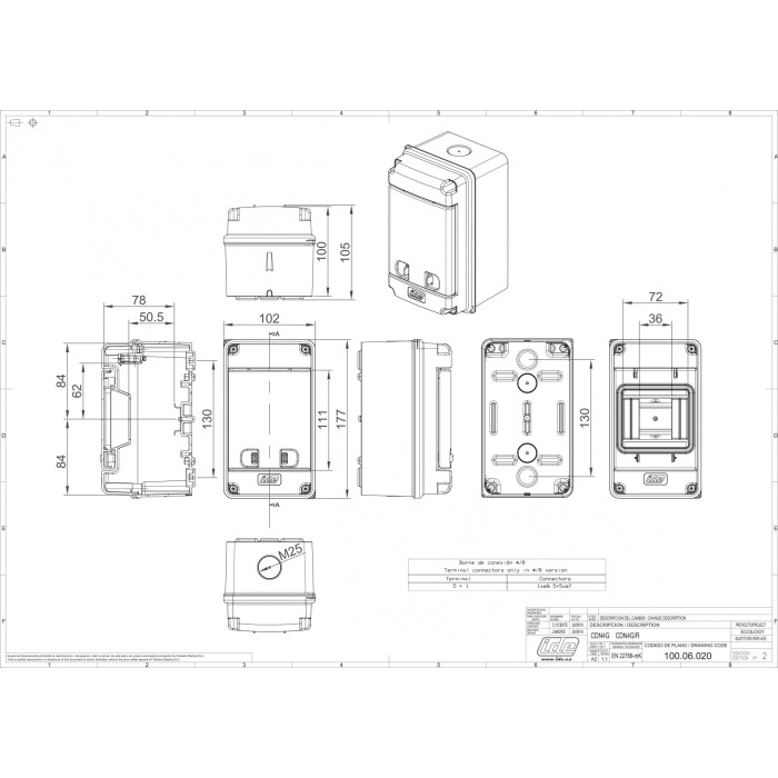 Корпус розподільчий IDE (ABS) ECOLOGY,1×4 модулів 177×102x105, IP65, в компл. шинами N і PE