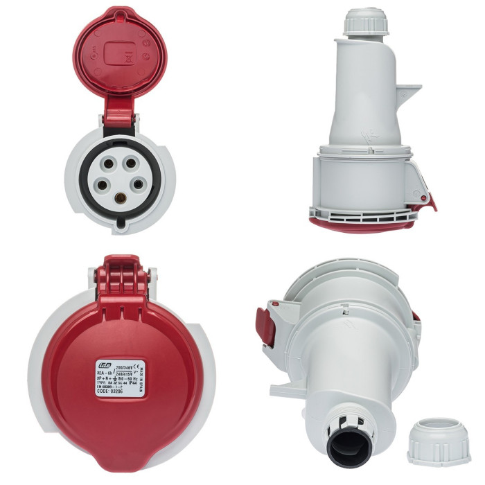 Розетка кабельна IDE MUNDIAL 3P+N+E 32A 200/346–240/415V IP44