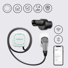 Зарядна станція Pulsar Plus Wallbox 32А 230В 7,4 кВт біла з роз'ємом Тesla з кабелем 5м PLP1-0-1-2-9-00T