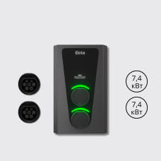 Зарядна станція 2-портова 14 кВт з розеткою Type 2 (1Ф) та розеткою Type 2 (1Ф) Wall Octa Energy W214-S-S
