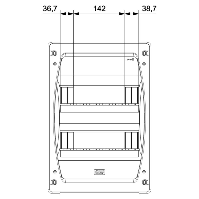 Корпус розподільчий IDE GOLD, 2×12 (24) модулі, навісного виконання, прозорі двері, IP40