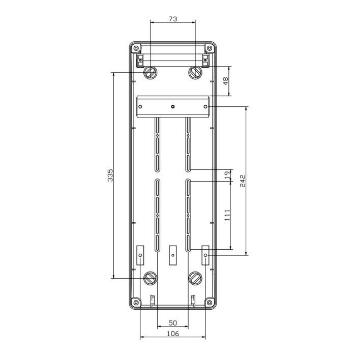 Настінний корпус для сил. розеток IDE STAR 1×6 MOD 436×142x137mm, IP65 з шинами N+PE