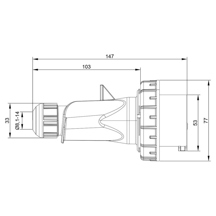 Вилка кабельна IDE MUNDIAL 3P+E 16A 380–415V IP66-67