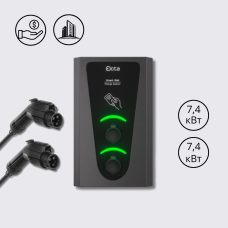 Зарядна станція 2-портова Smart Wall 7,4+7,4 кВт з кабелем Тype 1 (1Ф) + з кабелем Тype 1 (1Ф) 5м SW214-C1-C1 Octa Energy
