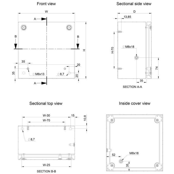 Клемна коробка nVent HOFFMAN STB2 сталь 200×200x120 IP66