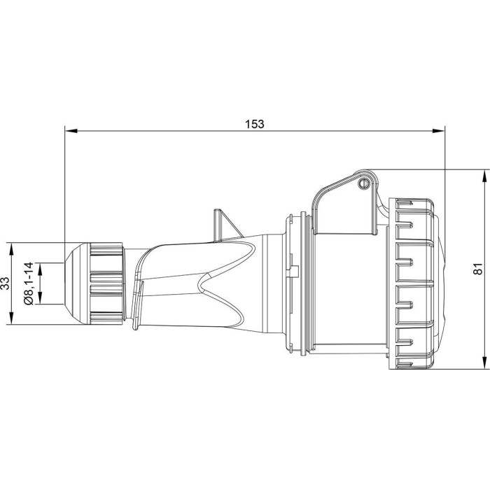 Розетка кабельна IDE MUNDIAL 2P+E 16A 200–250V IP66-67