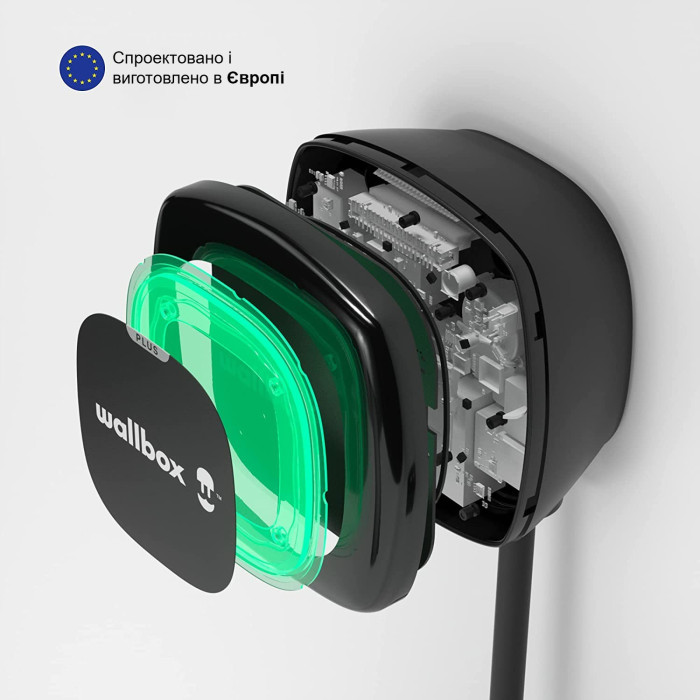 Зарядна станція Pulsar Plus Wallbox 32А 230В 7,4 кВт чорна з роз'ємом Тype 2 з кабелем 5м PLP1-0-2-2-9-002