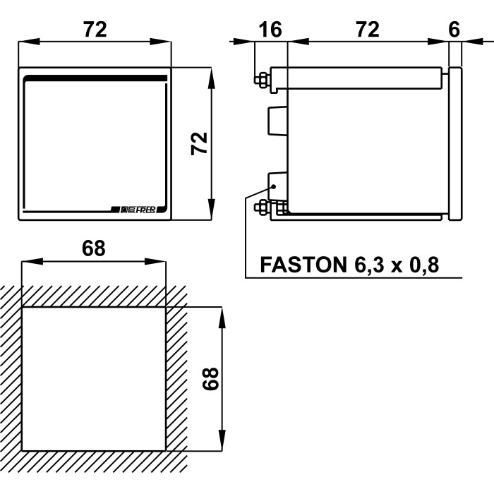 Частотомір цифровий FRER D72 72×72 80–260 AC/DC 50-300V