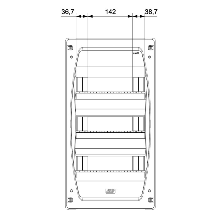 Корпус розподільчий вбудований IDE GOLD, 3×12(36) модулі, пластикові двері, N/PE шина, IP40