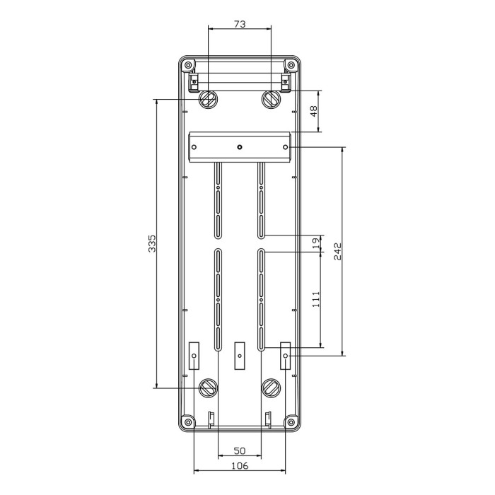 Настінний корпус для сил. розеток IDE з отворами STAR 1×6 MOD 436×142x137mm, IP65, шини N+PE