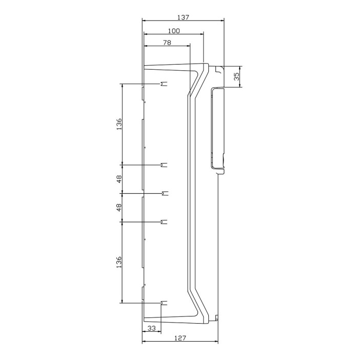 Настінний корпус для сил. розеток IDE з отворами STAR 1×6 MOD 436×142x137mm, IP65, шини N+PE
