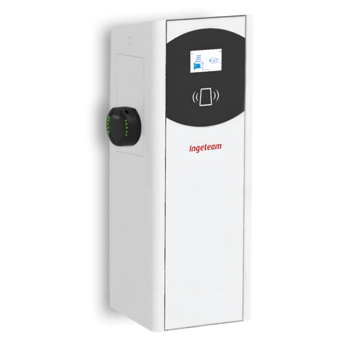 Настінна зарядна станція для електромобілів біла Ingerev Fusion Wall 400В 44кВт (22+22) з розеткою Тype 2 +  розеткою Type 2 Ingeteam FW3MW‐S2S2