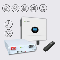 Комплект off-grid інвертор SPF 6000 ES 6 кВт 230В Growatt + акумуляторна батарея Hope 5.0-B1 5 кВт*г 48В Growatt