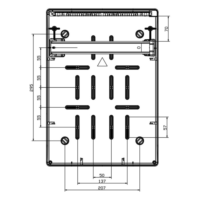 Настінний корпус для сил. розеток IDE STAR 1×12 MOD 436×310x147mm, IP65 з шинами N+PE