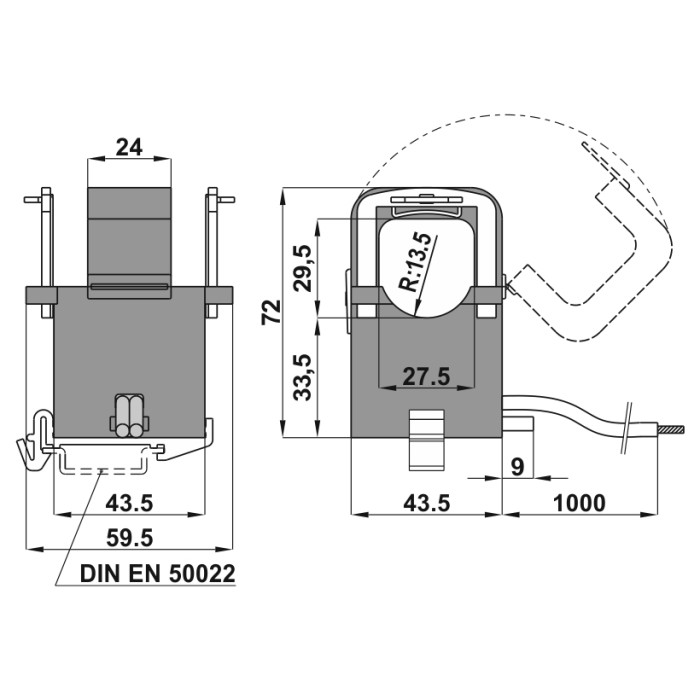 Аналізатор мережі модульний FRER NaNo 1-5A RS485