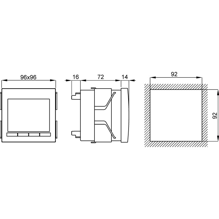 Аналізатор мережі щитовий 96×96mm DC FRER, вх.100V, 60мВ, RS485, живл.80÷260Вac/dc